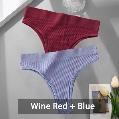 2PCS Womens Seamless Low-Rise Thong - Soft Breathable Brazilian Underwear - ZOOMNSTORE