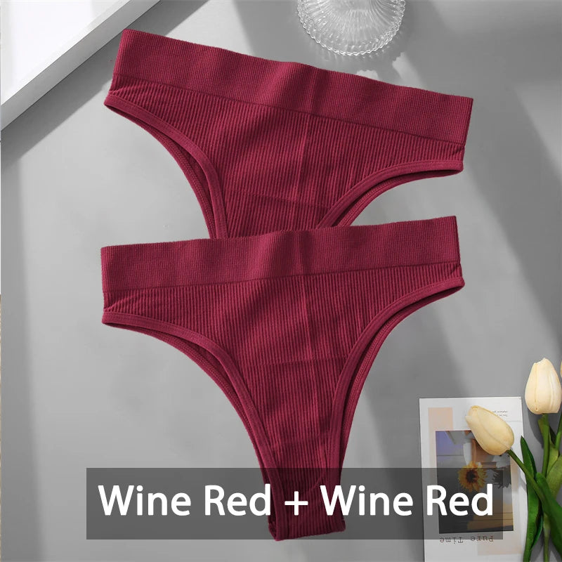 2PCS Womens Seamless Low-Rise Thong - Soft Breathable Brazilian Underwear - ZOOMNSTORE