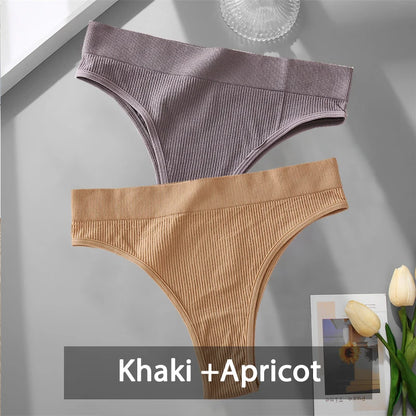 2PCS Womens Seamless Low-Rise Thong - Soft Breathable Brazilian Underwear - ZOOMNSTORE