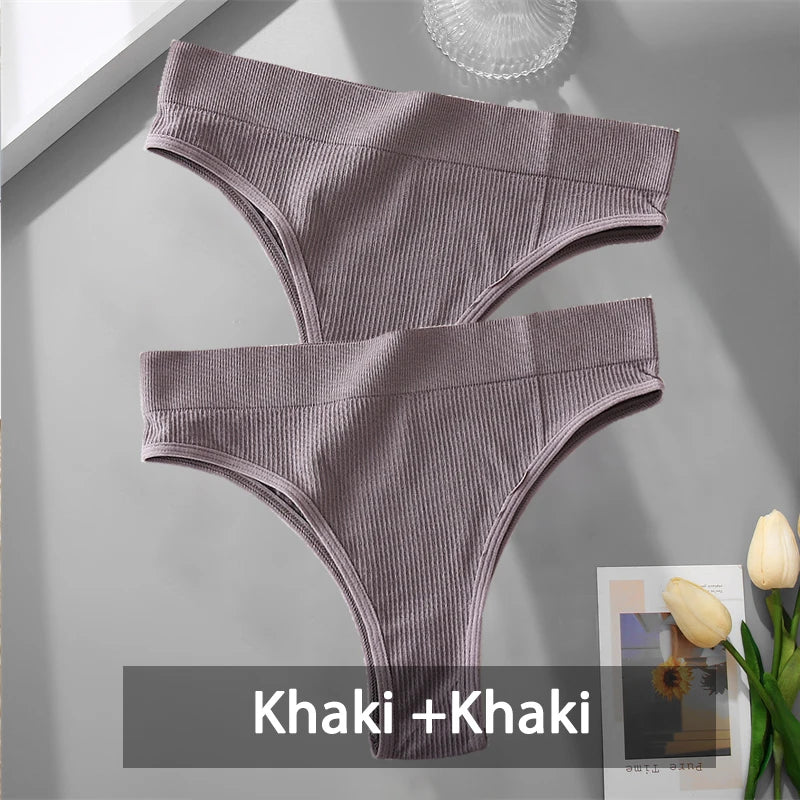 2PCS Womens Seamless Low-Rise Thong - Soft Breathable Brazilian Underwear - ZOOMNSTORE