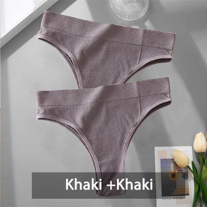 2PCS Womens Seamless Low-Rise Thong - Soft Breathable Brazilian Underwear - ZOOMNSTORE