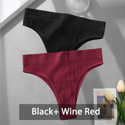 2PCS Womens Seamless Low-Rise Thong - Soft Breathable Brazilian Underwear - ZOOMNSTORE