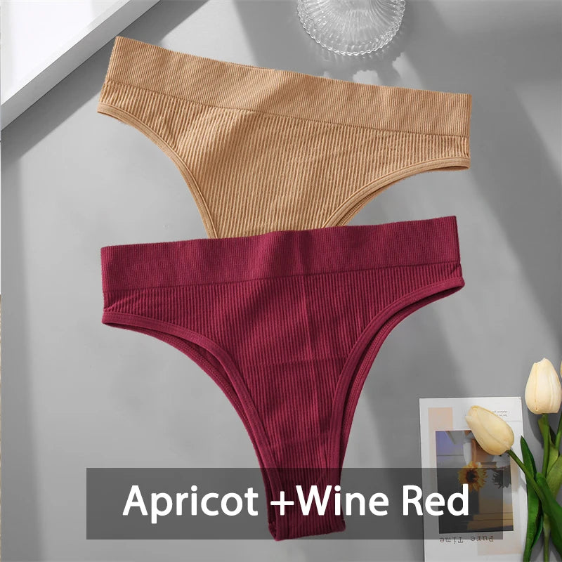 2PCS Womens Seamless Low-Rise Thong - Soft Breathable Brazilian Underwear - ZOOMNSTORE