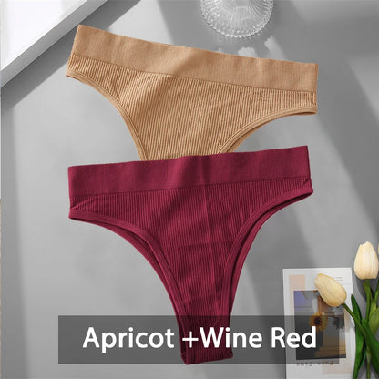 2PCS Womens Seamless Low-Rise Thong - Soft Breathable Brazilian Underwear - ZOOMNSTORE