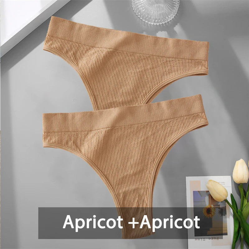 2PCS Womens Seamless Low-Rise Thong - Soft Breathable Brazilian Underwear - ZOOMNSTORE