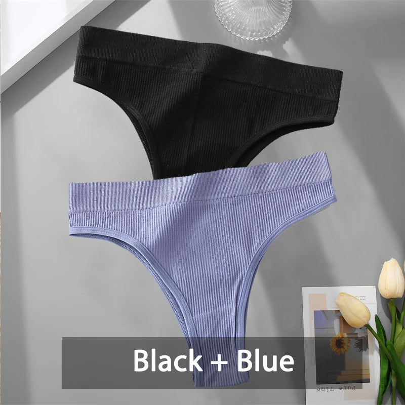 2PCS Womens Seamless Low-Rise Thong - Soft Breathable Brazilian Underwear - ZOOMNSTORE