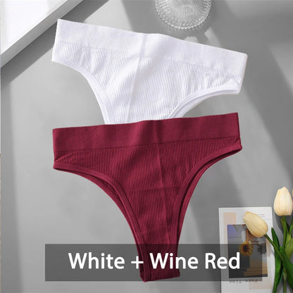 2PCS Womens Seamless Low-Rise Thong - Soft Breathable Brazilian Underwear - ZOOMNSTORE