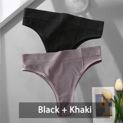 2PCS Womens Seamless Low-Rise Thong - Soft Breathable Brazilian Underwear - ZOOMNSTORE