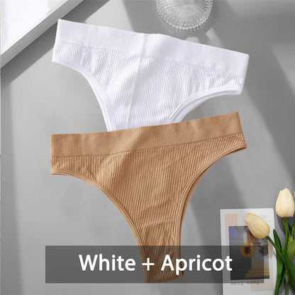 2PCS Womens Seamless Low-Rise Thong - Soft Breathable Brazilian Underwear - ZOOMNSTORE