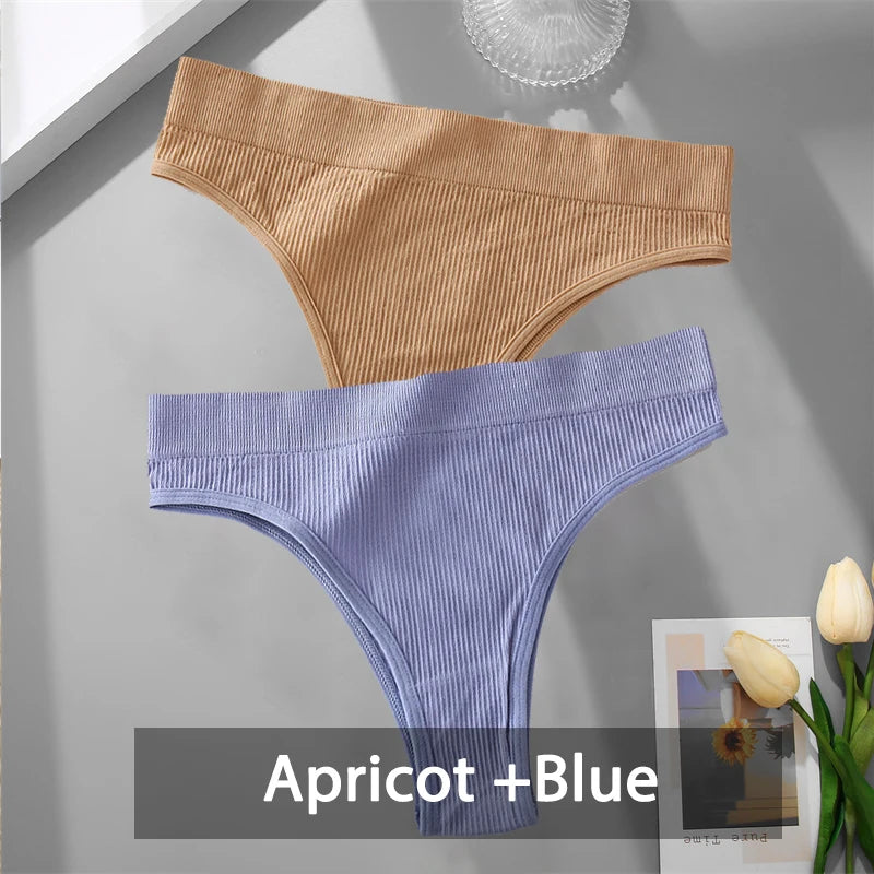 2PCS Womens Seamless Low-Rise Thong - Soft Breathable Brazilian Underwear - ZOOMNSTORE