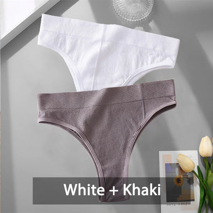 2PCS Womens Seamless Low-Rise Thong - Soft Breathable Brazilian Underwear - ZOOMNSTORE