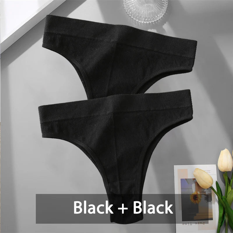 2PCS Womens Seamless Low-Rise Thong - Soft Breathable Brazilian Underwear - ZOOMNSTORE