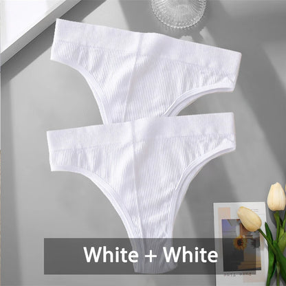 2PCS Womens Seamless Low-Rise Thong - Soft Breathable Brazilian Underwear - ZOOMNSTORE