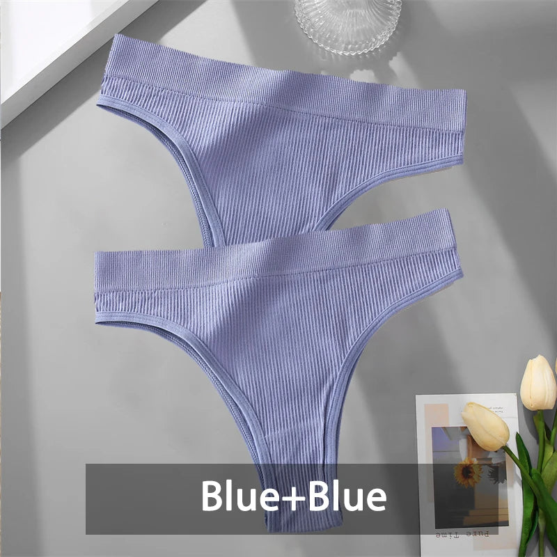2PCS Womens Seamless Low-Rise Thong - Soft Breathable Brazilian Underwear - ZOOMNSTORE