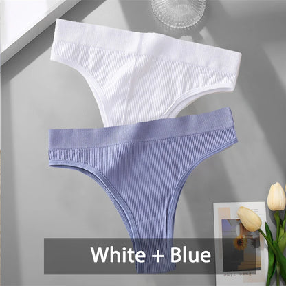 2PCS Womens Seamless Low-Rise Thong - Soft Breathable Brazilian Underwear - ZOOMNSTORE