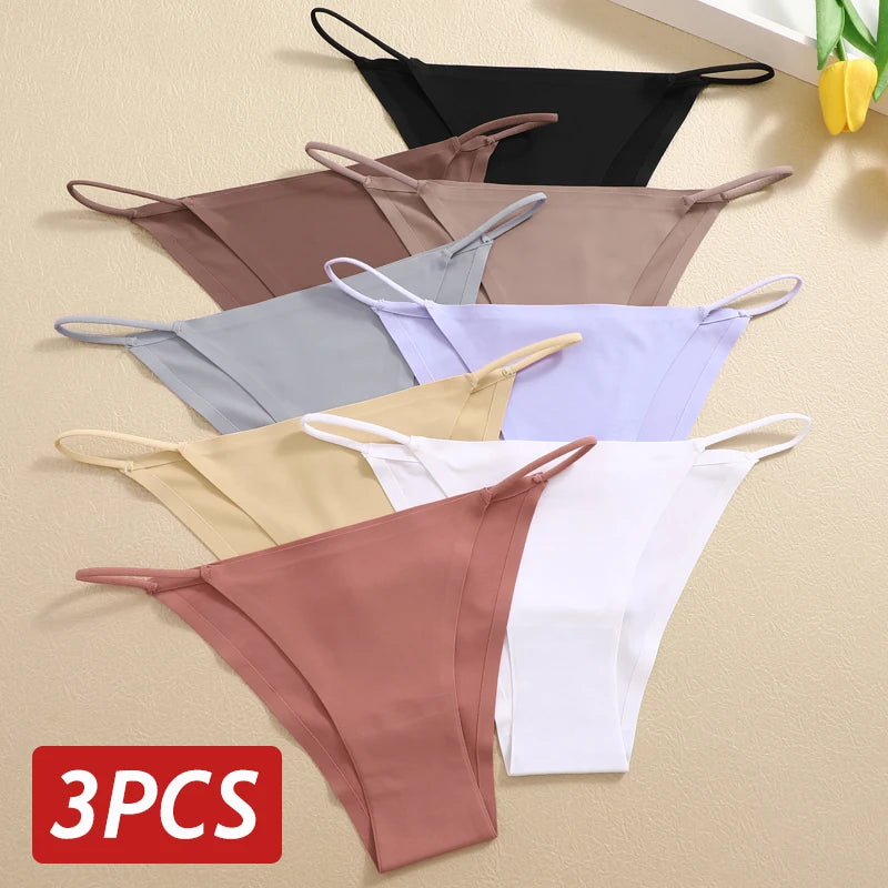 Ultra-Thin Seamless Womens Panties - 3Pcs Ice Silk Low Rise Briefs - ZOOMNSTORE