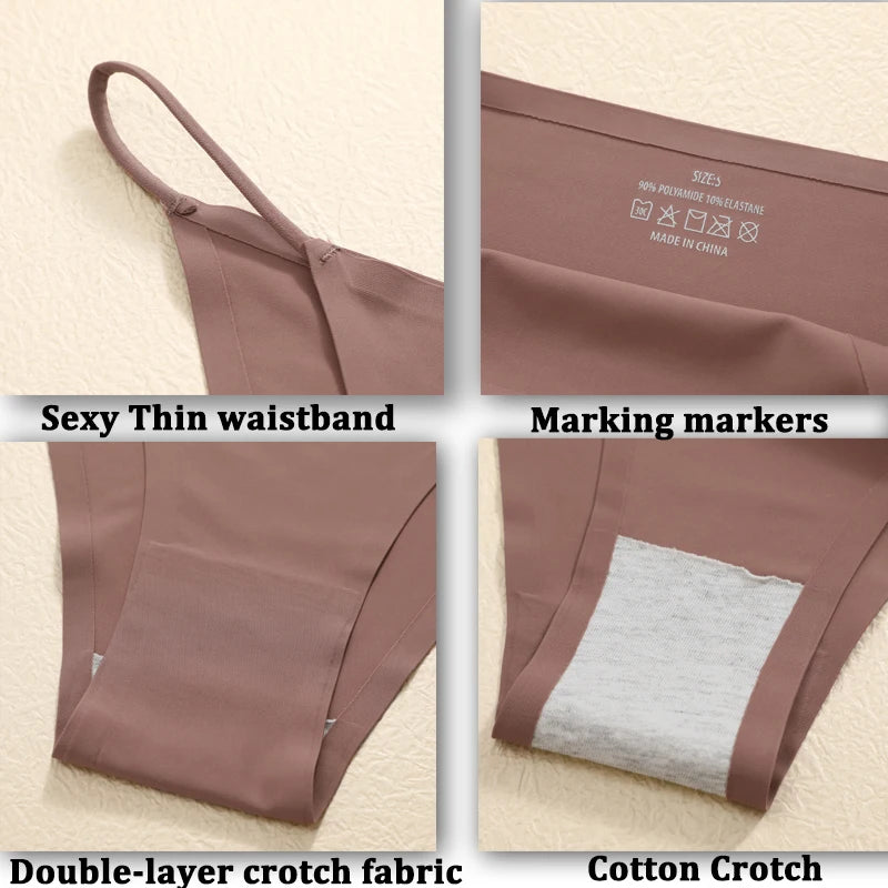 Ultra-Thin Seamless Womens Panties - 3Pcs Ice Silk Low Rise Briefs - ZOOMNSTORE