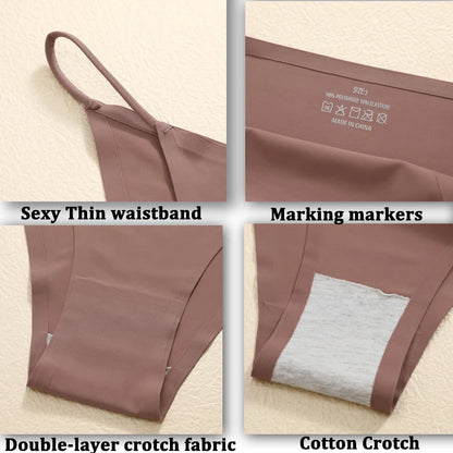 Ultra-Thin Seamless Womens Panties - 3Pcs Ice Silk Low Rise Briefs - ZOOMNSTORE