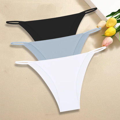 Ultra-Thin Seamless Womens Panties - 3Pcs Ice Silk Low Rise Briefs - ZOOMNSTORE