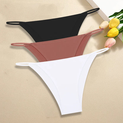 Ultra-Thin Seamless Womens Panties - 3Pcs Ice Silk Low Rise Briefs - ZOOMNSTORE