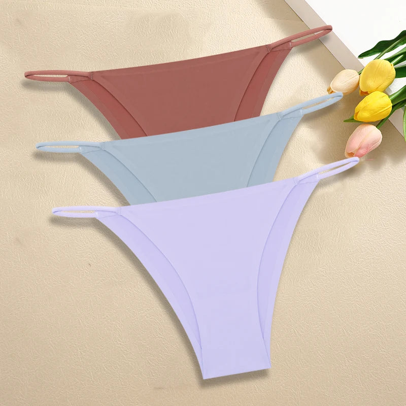 Ultra-Thin Seamless Womens Panties - 3Pcs Ice Silk Low Rise Briefs - ZOOMNSTORE