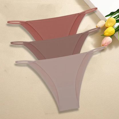 Ultra-Thin Seamless Womens Panties - 3Pcs Ice Silk Low Rise Briefs - ZOOMNSTORE