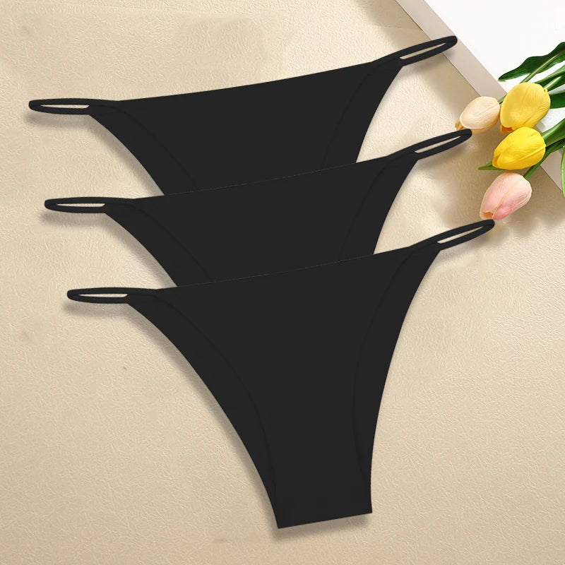 Ultra-Thin Seamless Womens Panties - 3Pcs Ice Silk Low Rise Briefs - ZOOMNSTORE