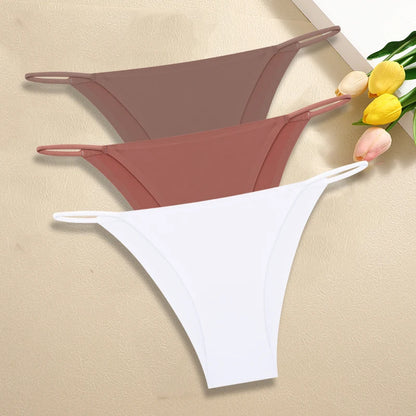 Ultra-Thin Seamless Womens Panties - 3Pcs Ice Silk Low Rise Briefs - ZOOMNSTORE