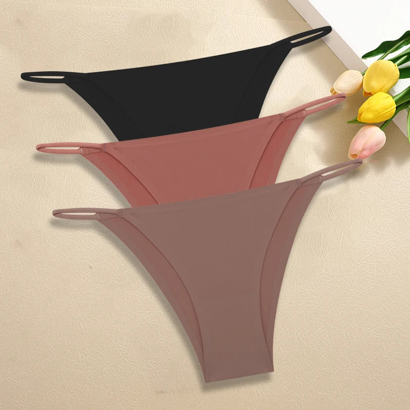 Ultra-Thin Seamless Womens Panties - 3Pcs Ice Silk Low Rise Briefs - ZOOMNSTORE