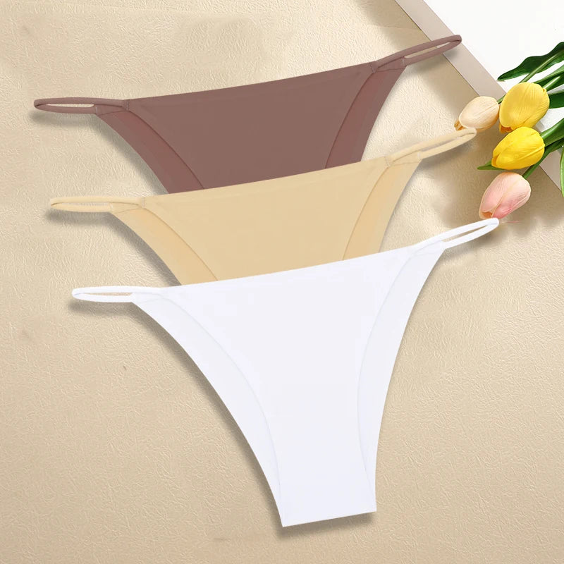 Ultra-Thin Seamless Womens Panties - 3Pcs Ice Silk Low Rise Briefs - ZOOMNSTORE