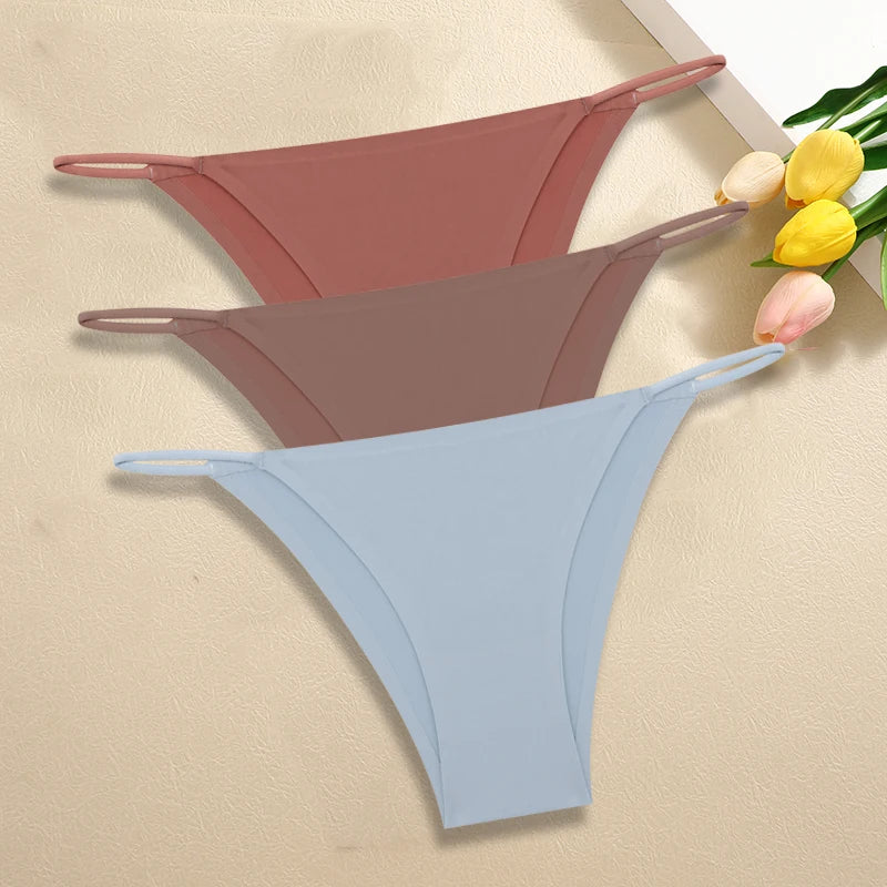 Ultra-Thin Seamless Womens Panties - 3Pcs Ice Silk Low Rise Briefs - ZOOMNSTORE