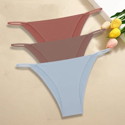Ultra-Thin Seamless Womens Panties - 3Pcs Ice Silk Low Rise Briefs - ZOOMNSTORE