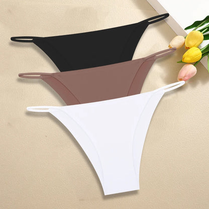 Ultra-Thin Seamless Womens Panties - 3Pcs Ice Silk Low Rise Briefs - ZOOMNSTORE