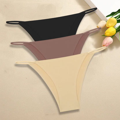 Ultra-Thin Seamless Womens Panties - 3Pcs Ice Silk Low Rise Briefs - ZOOMNSTORE