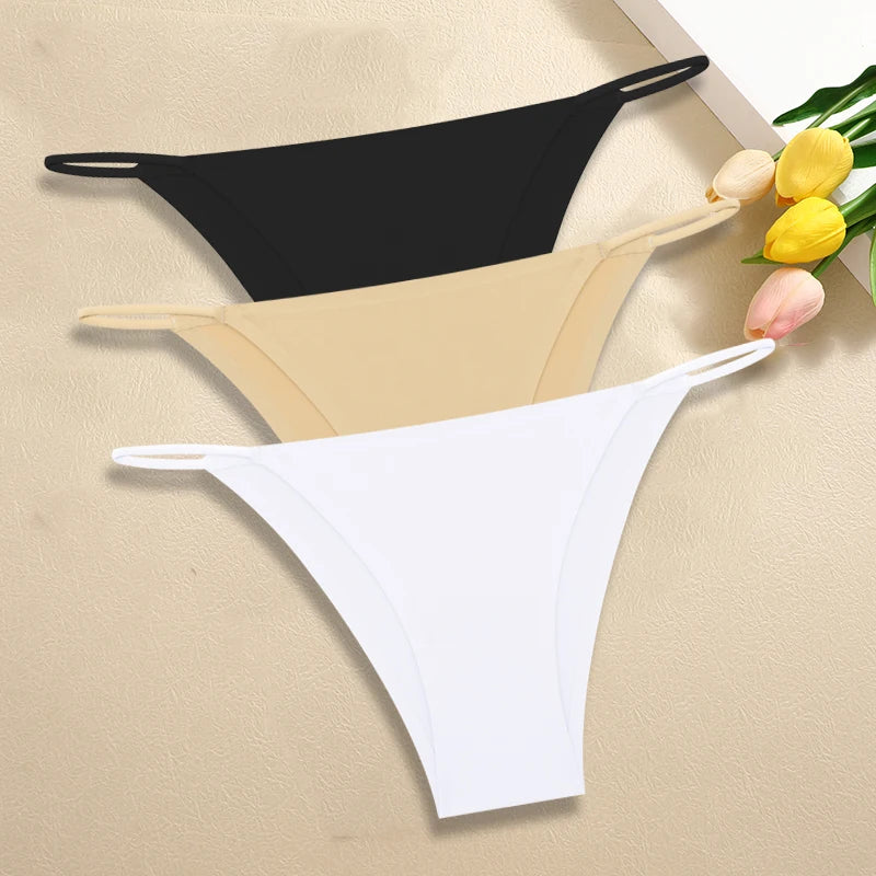 Ultra-Thin Seamless Womens Panties - 3Pcs Ice Silk Low Rise Briefs - ZOOMNSTORE