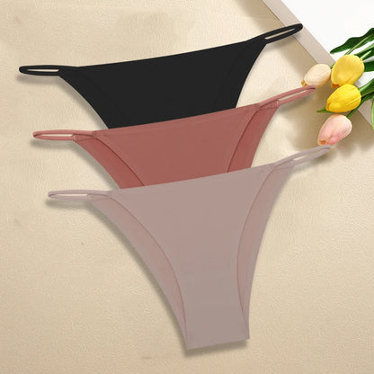 Ultra-Thin Seamless Womens Panties - 3Pcs Ice Silk Low Rise Briefs - ZOOMNSTORE