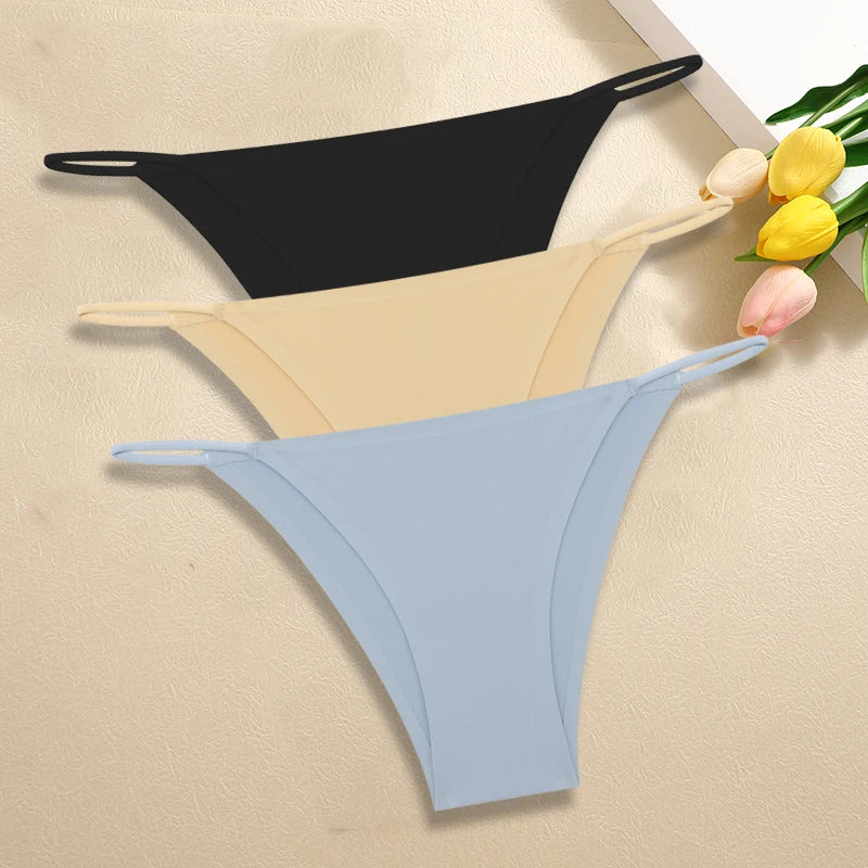 Ultra-Thin Seamless Womens Panties - 3Pcs Ice Silk Low Rise Briefs - ZOOMNSTORE