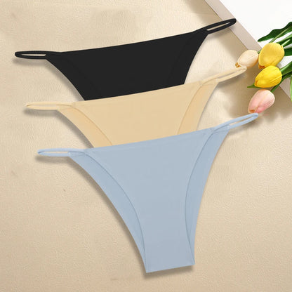 Ultra-Thin Seamless Womens Panties - 3Pcs Ice Silk Low Rise Briefs - ZOOMNSTORE