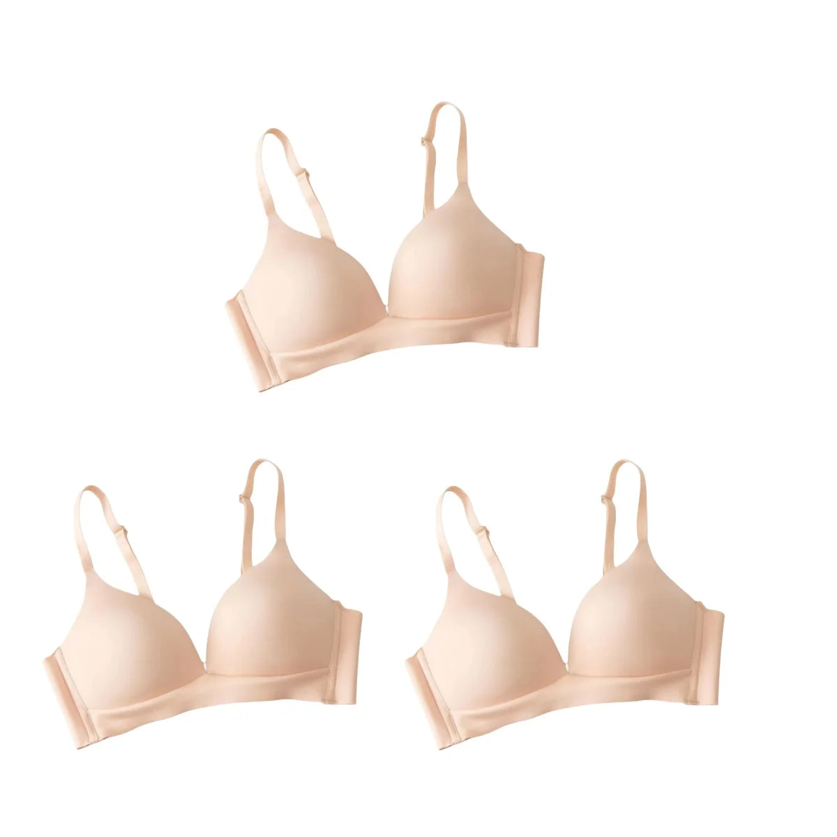 3Pcs/Set Seamless Bras For Women Non-wire Glossy Underwear Push Up Bra Without Steel Ring 3/4 Cup Female Comfort Lingerie - ZOOMNSTORE