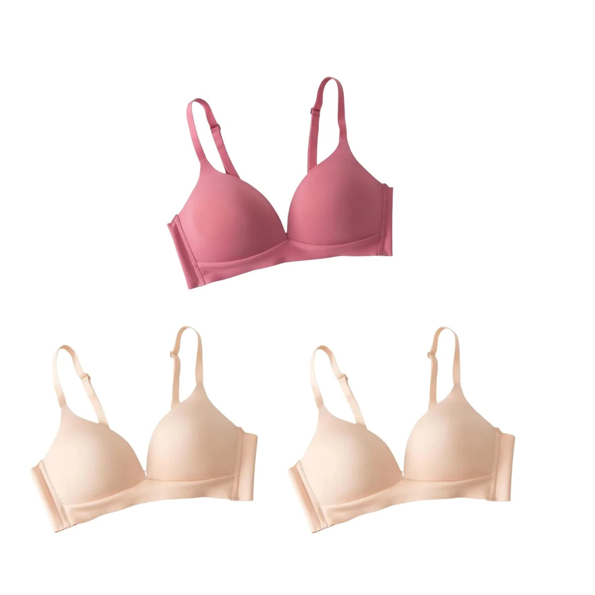 3Pcs/Set Seamless Bras For Women Non-wire Glossy Underwear Push Up Bra Without Steel Ring 3/4 Cup Female Comfort Lingerie - ZOOMNSTORE