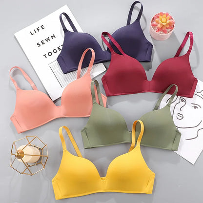 Women Seamless Bra Sexy No Wire Push Up Underwear Girls Students Breathable Thin 12 Colors Bras - ZOOMNSTORE