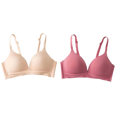 2Pcs/Set Seamless Bras For Women Glossy Underwear 3/4 Cup Push Up Bra Non-wire Bralette Japanese Female Sexy Lingerie S-XXL - ZOOMNSTORE