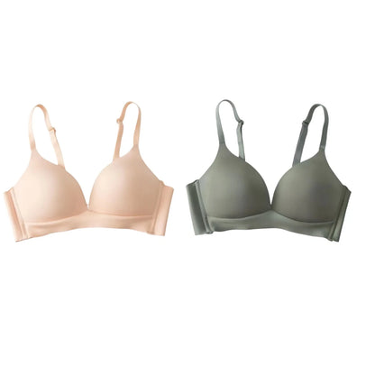 2Pcs/Set Seamless Bras For Women Glossy Underwear 3/4 Cup Push Up Bra Non-wire Bralette Japanese Female Sexy Lingerie S-XXL - ZOOMNSTORE