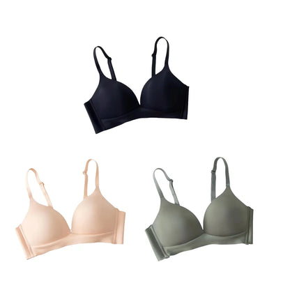 3Pcs/Set Seamless Bras For Women Non-wire Glossy Underwear Push Up Bra Without Steel Ring 3/4 Cup Female Comfort Lingerie - ZOOMNSTORE