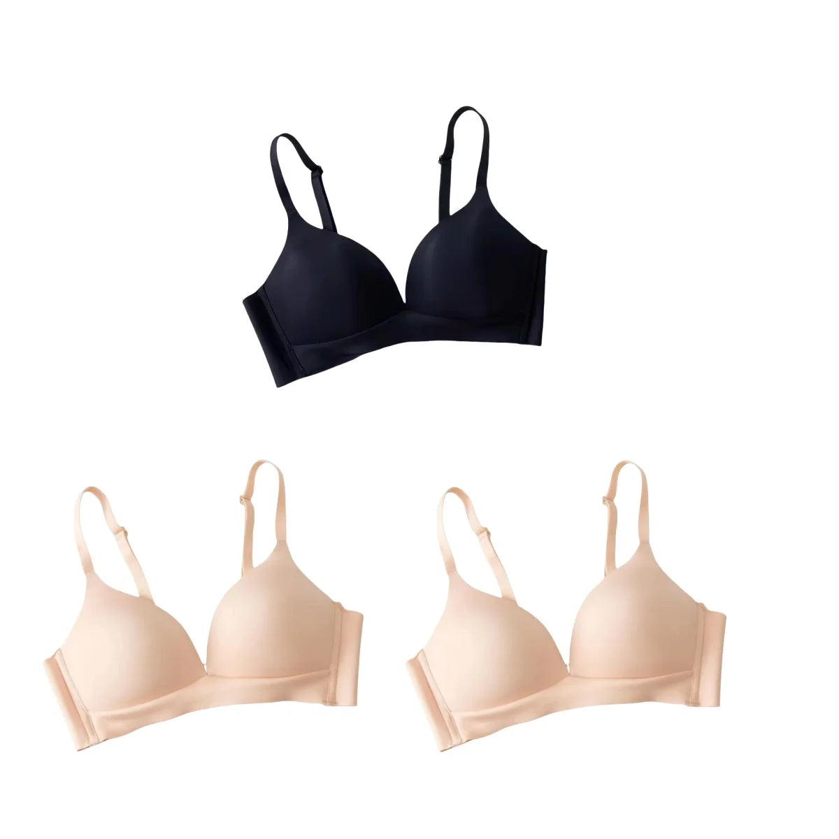 3Pcs/Set Seamless Bras For Women Non-wire Glossy Underwear Push Up Bra Without Steel Ring 3/4 Cup Female Comfort Lingerie - ZOOMNSTORE