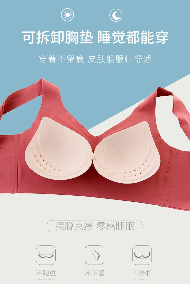 Seamless Sport Bra - Wireless Comfort Plus Size Bralette | Push Up, Lace Full Cup - ZOOMNSTORE