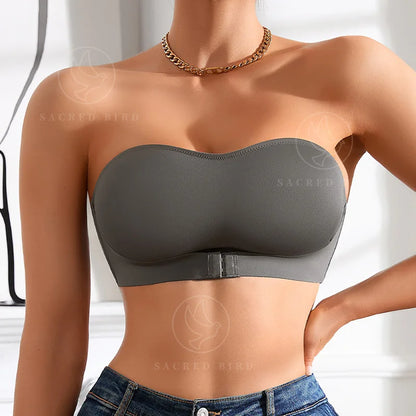 Seamless Strapless Bra - Wire Free One Piece Bralette With Padded Ice Silk Comfort - ZOOMNSTORE