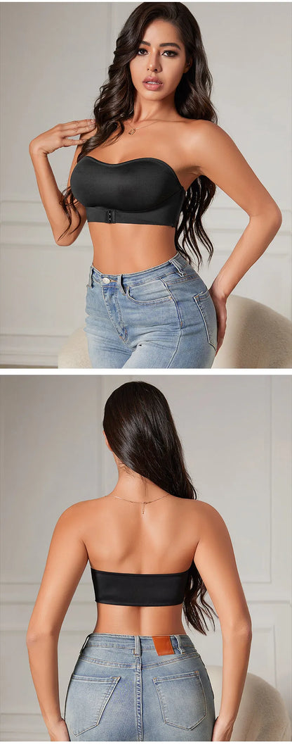 Seamless Strapless Bra - Wire Free One Piece Bralette With Padded Ice Silk Comfort - ZOOMNSTORE
