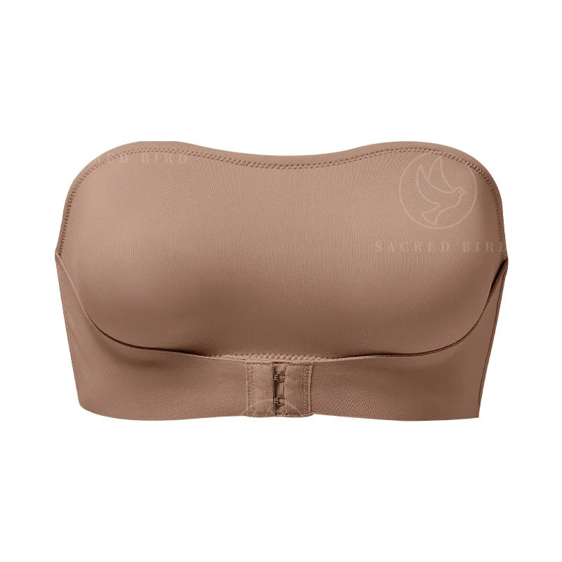 Seamless Strapless Bra - Wire Free One Piece Bralette With Padded Ice Silk Comfort - ZOOMNSTORE