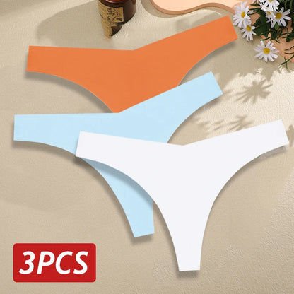 Seamless Thong Set for Women - Breathable V Waist G-String Panties in Solid Colors - ZOOMNSTORE
